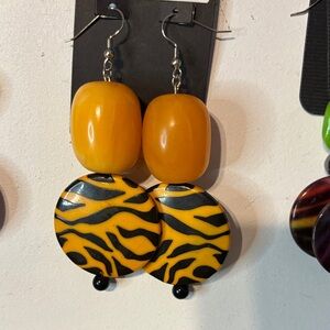 Bold Orange and Black 80s-Modern Earrings